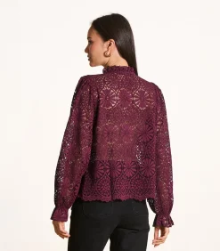 La Fée Maraboutée Bordeaux kanten blouse met volant brown New