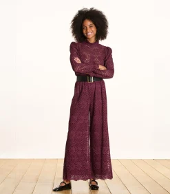 La Fée Maraboutée Bordeaux rechte broek van kant brown Sale