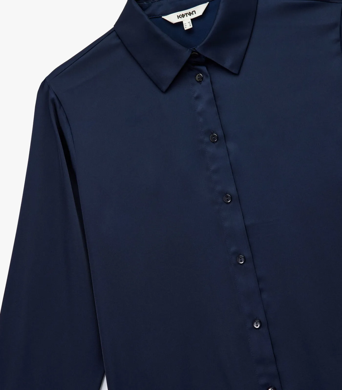 Koton Bordeaux Satijnen Blouse Lange Mouwen Regular Fit navyBlue Sale