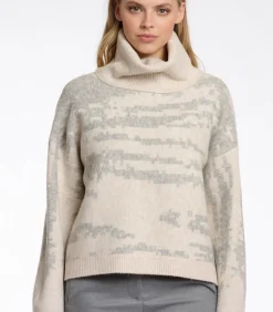 Rino&Pelle Boxy gebreide trui met col Berkengrijs XS beige Best