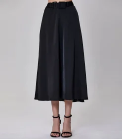 Smart & Joy Brede riem uitlopende rok black Hot