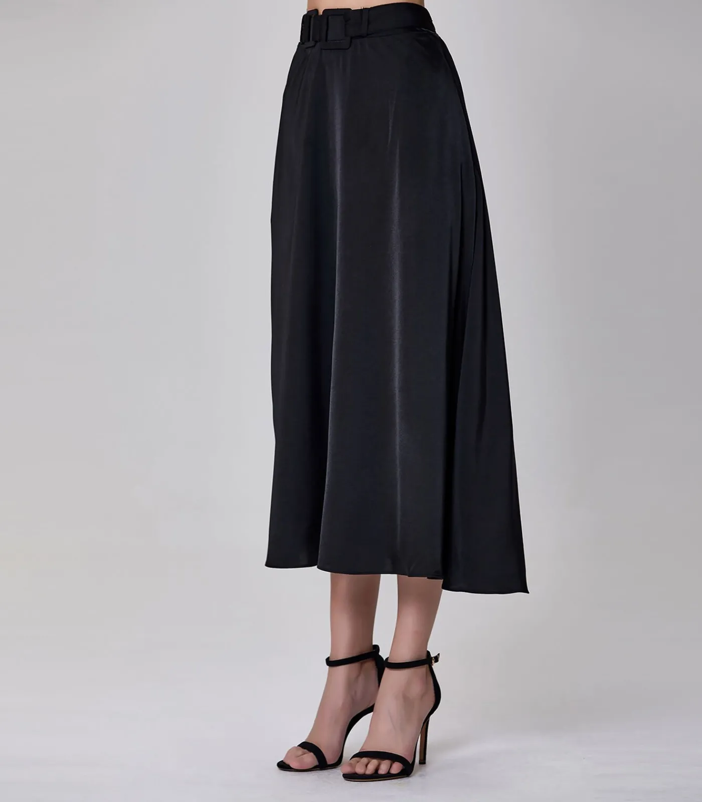 Smart & Joy Brede riem uitlopende rok black Hot