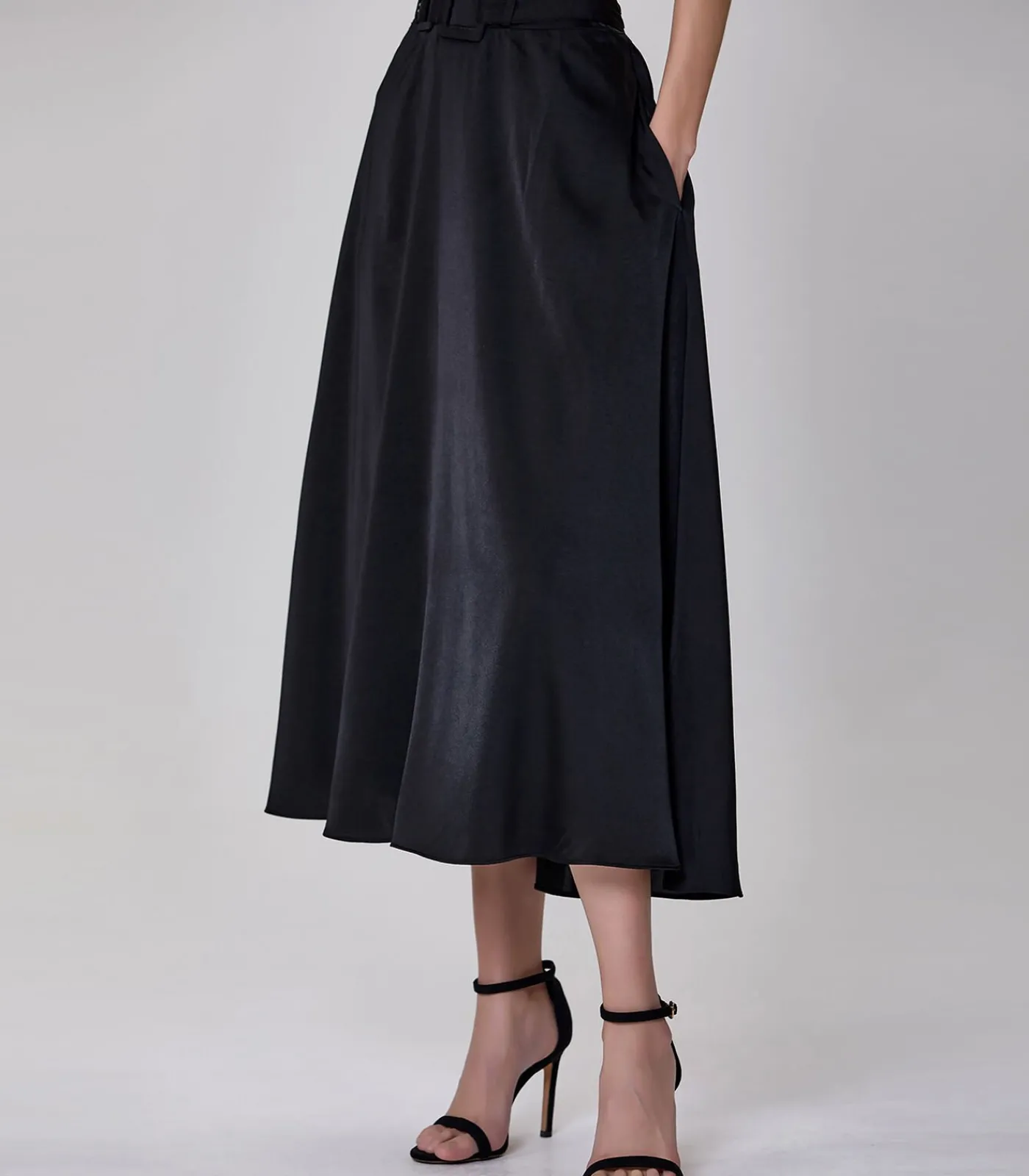 Smart & Joy Brede riem uitlopende rok black Hot