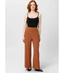 Les Lunes Broek “MICHELLE Rib Wide Leg” lightBrown New
