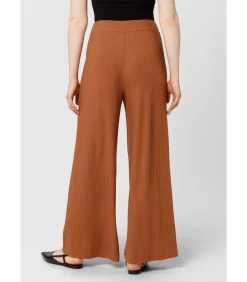 Les Lunes Broek “MICHELLE Rib Wide Leg” lightBrown New