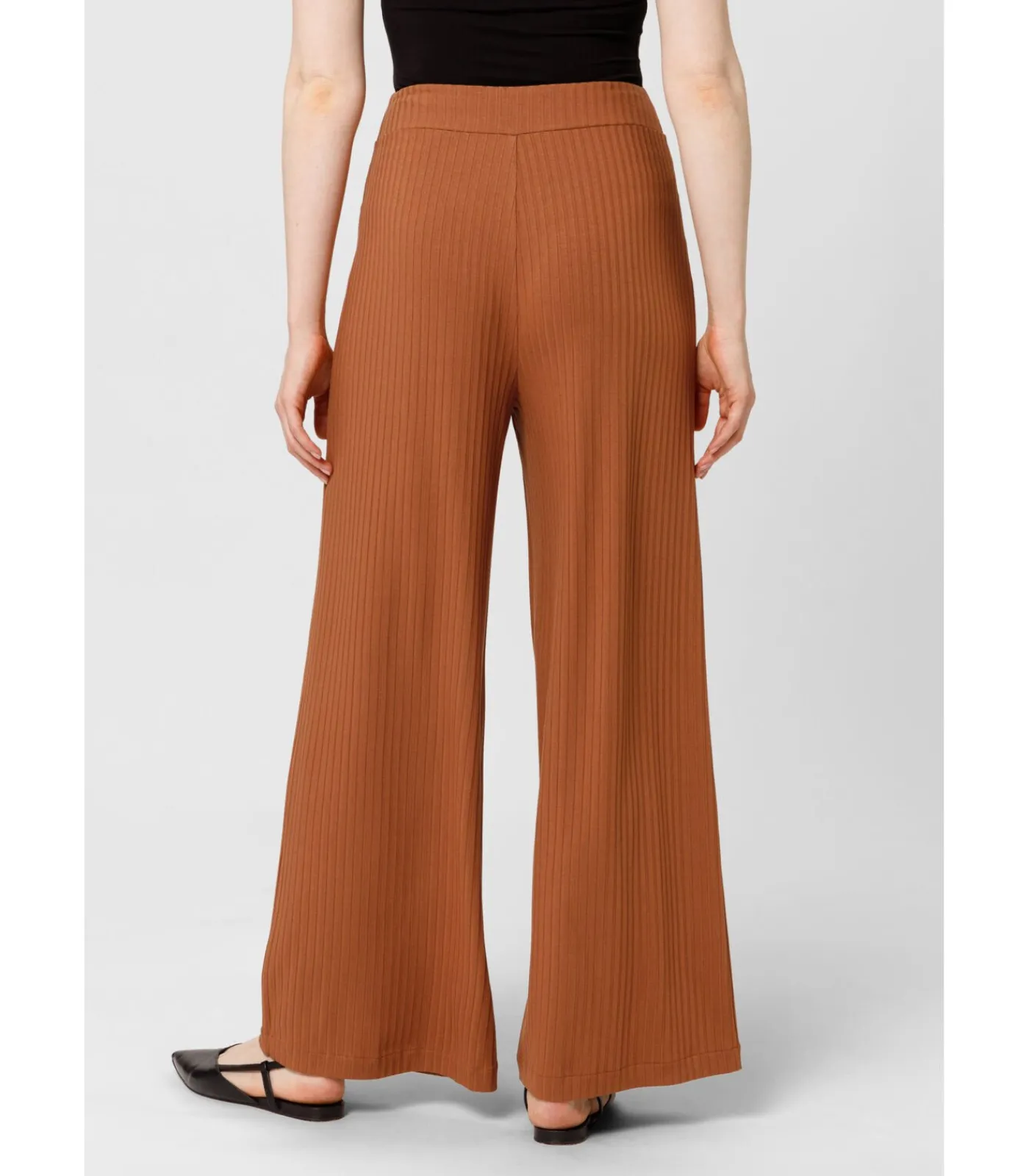 Les Lunes Broek “MICHELLE Rib Wide Leg” lightBrown New