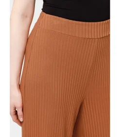 Les Lunes Broek “MICHELLE Rib Wide Leg” lightBrown New