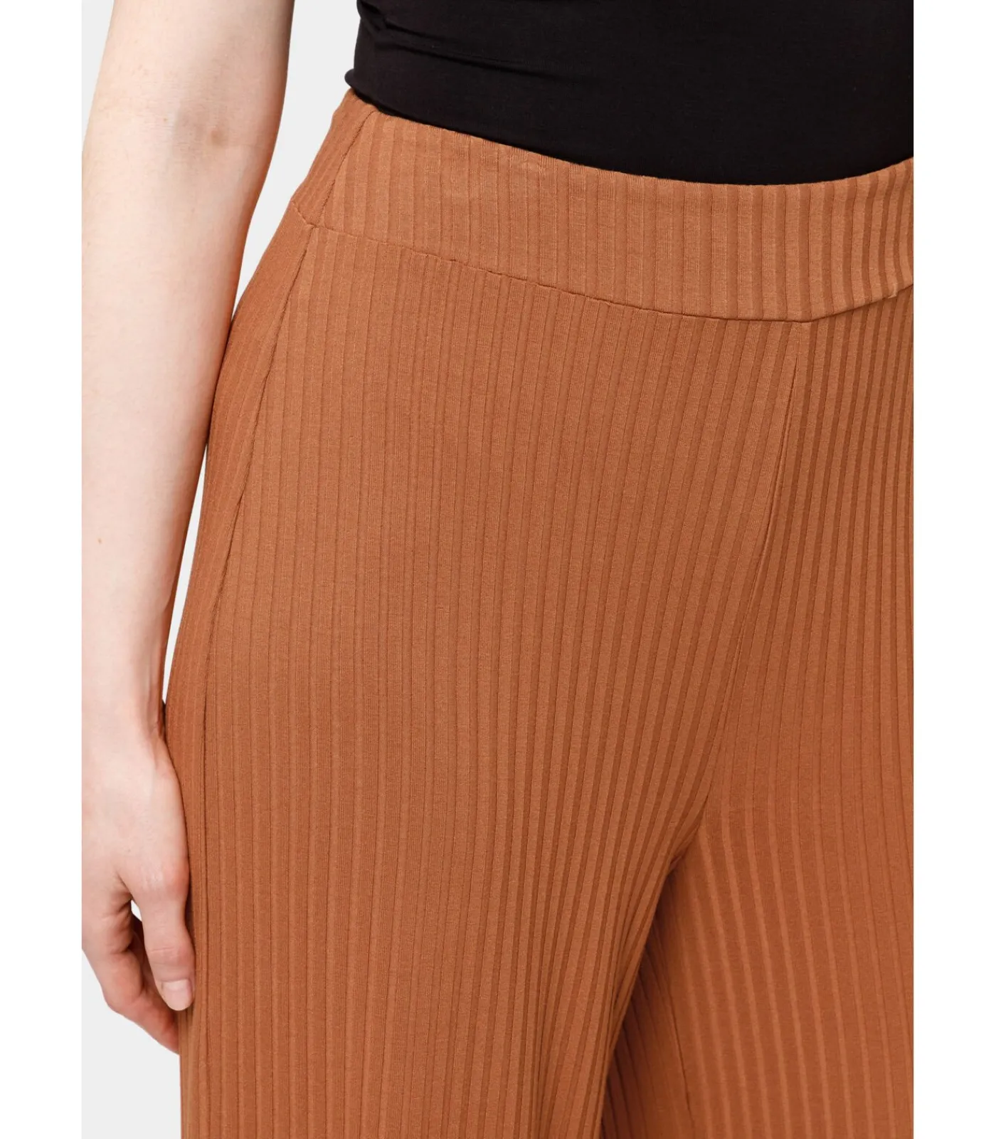Les Lunes Broek “MICHELLE Rib Wide Leg” lightBrown New