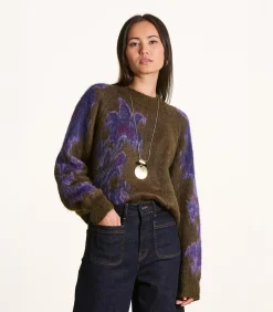 La Fée Maraboutée Bruine jacquard pull met lange mouwen en ronde hals brown Best