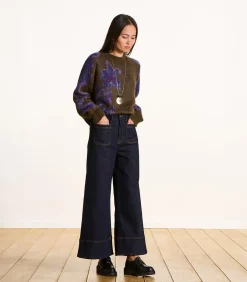 La Fée Maraboutée Bruine jacquard pull met lange mouwen en ronde hals brown Best