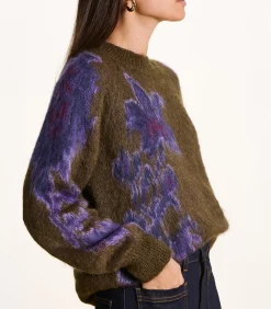 La Fée Maraboutée Bruine jacquard pull met lange mouwen en ronde hals brown Best