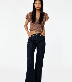 Koton Bruine Korte Top Met V-Hals En Batwing Mouwen brown Clearance