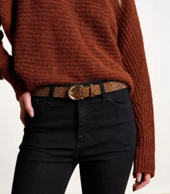 La Fée Maraboutée Bruine leren riem met luipaardprint effect lightBrown Clearance