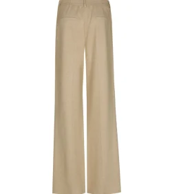 Marie Méro Camel broek met rechte pijpen en rekker achteraan de taille beige