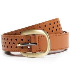 ISOTONER opengewerkte riem voor dames camel Outlet