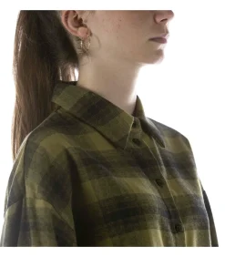 Kontatto Camicia Over Check Frange Verde green Online