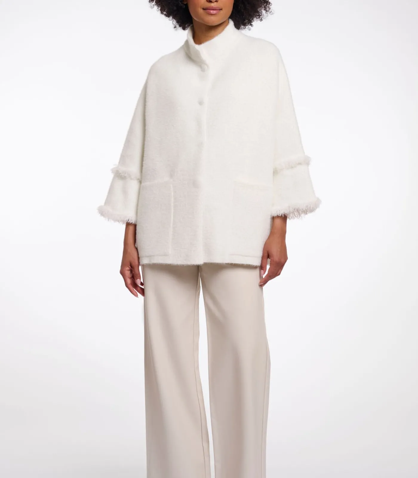 Rino&Pelle Cape met franjes Sneeuwwit XXL white Sale