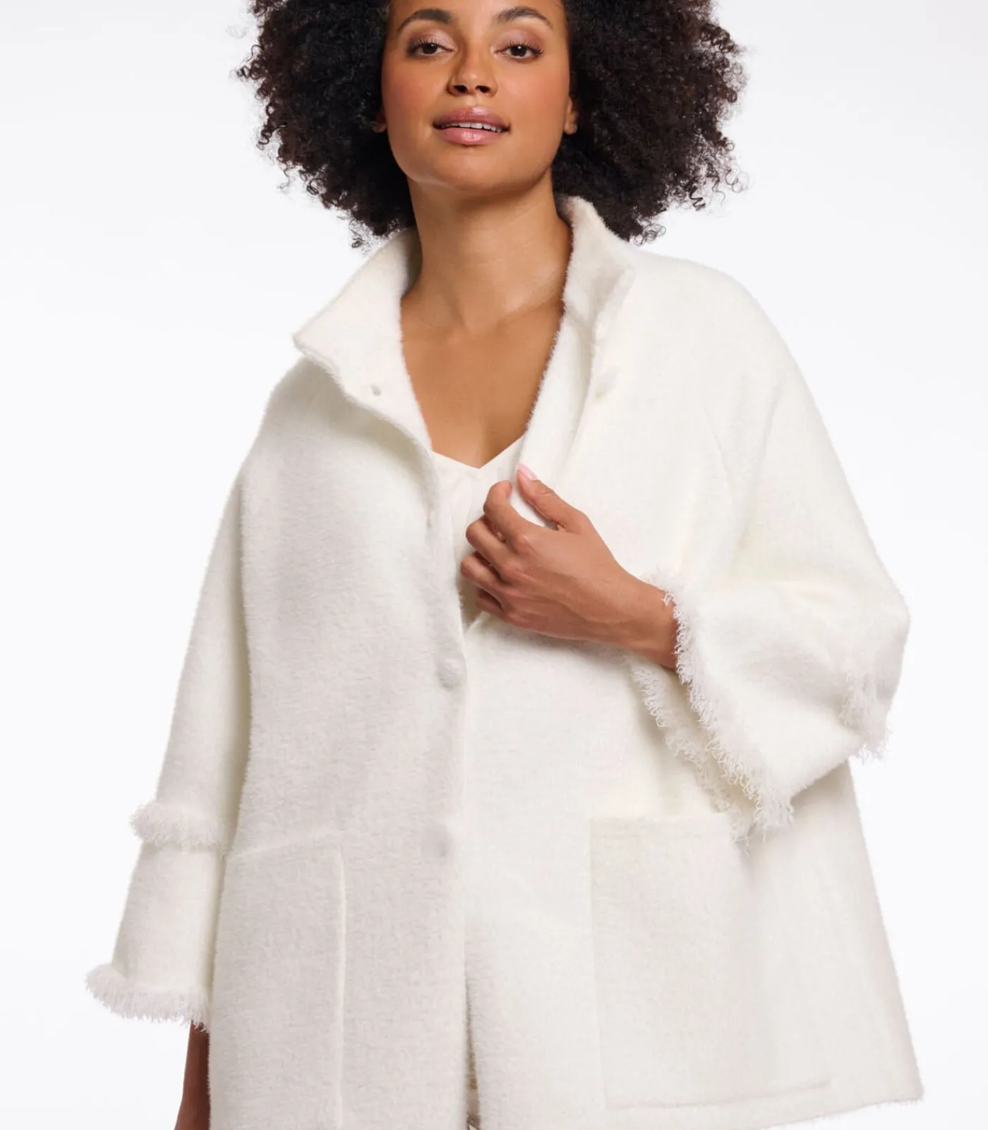 Rino&Pelle Cape met franjes Sneeuwwit XXL white Sale