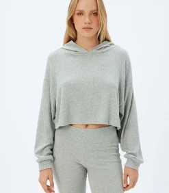 Koton Capuchon kraag Lange mouw Pyjama'S Gebreide Top gray Discount