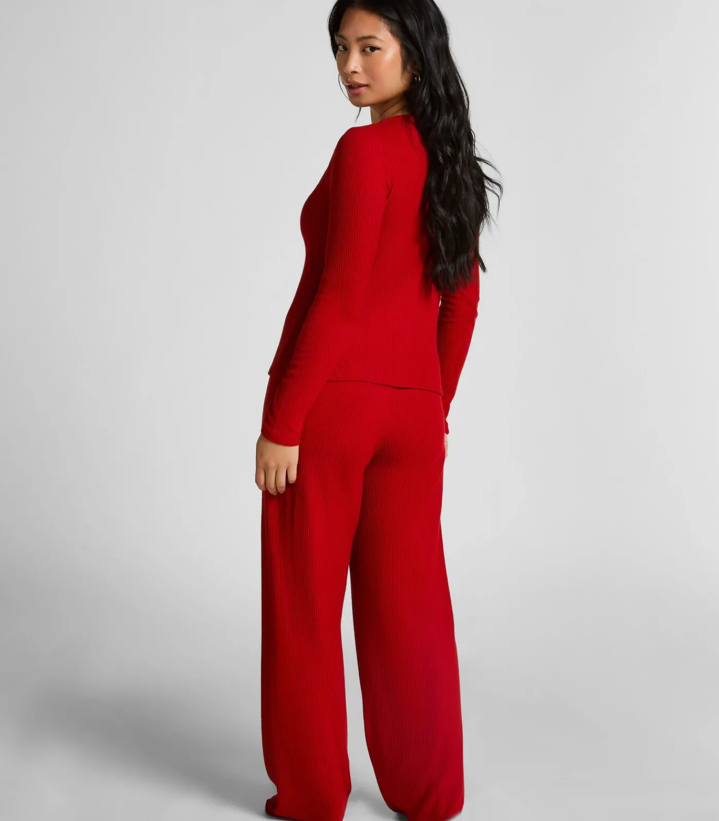 Hunkemöller CARDIGAN LS BRUSHED JERSEY RIB red