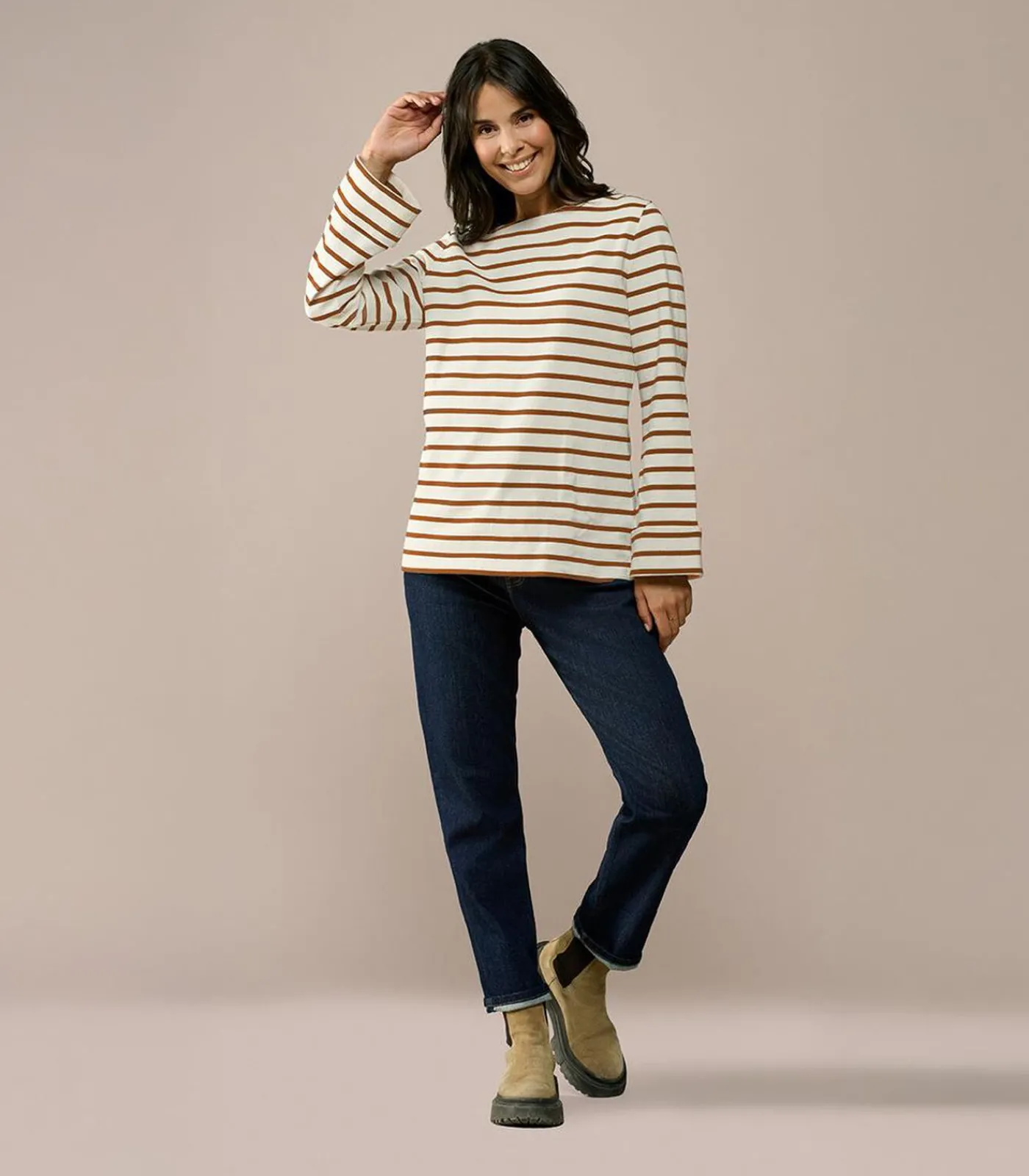 Mart Visser Caroline Tensen Chester Streep Top Ecru / camel Clearance