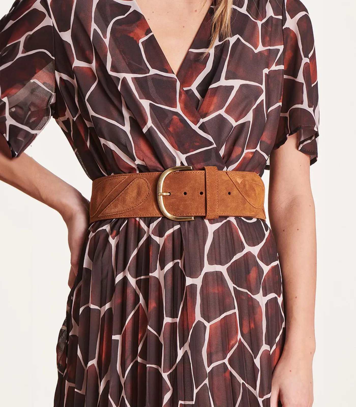 La Fée Maraboutée Cognac leren brede riem orange Online