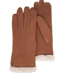 ISOTONER Cognac suède leren handschoenen voor dames brown