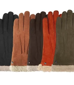 ISOTONER Cognac suède leren handschoenen voor dames brown