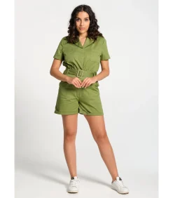 J&JOY Combi-short met bouttonière en riem khaki Clearance
