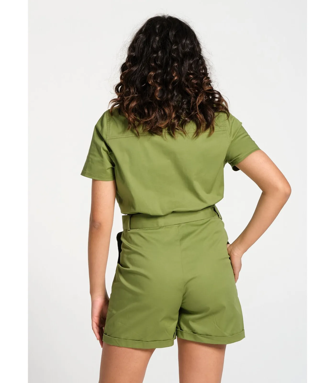 J&JOY Combi-short met bouttonière en riem khaki Clearance