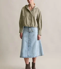 Marc O’Polo DENIM Cropped blouse met capuchon darkGreen Discount