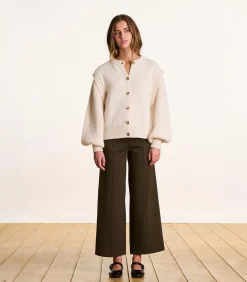 La Fée Maraboutée Cropped broek van milano jersey in bruin met elastische taille brown Best