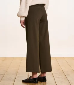 La Fée Maraboutée Cropped broek van milano jersey in bruin met elastische taille brown Best