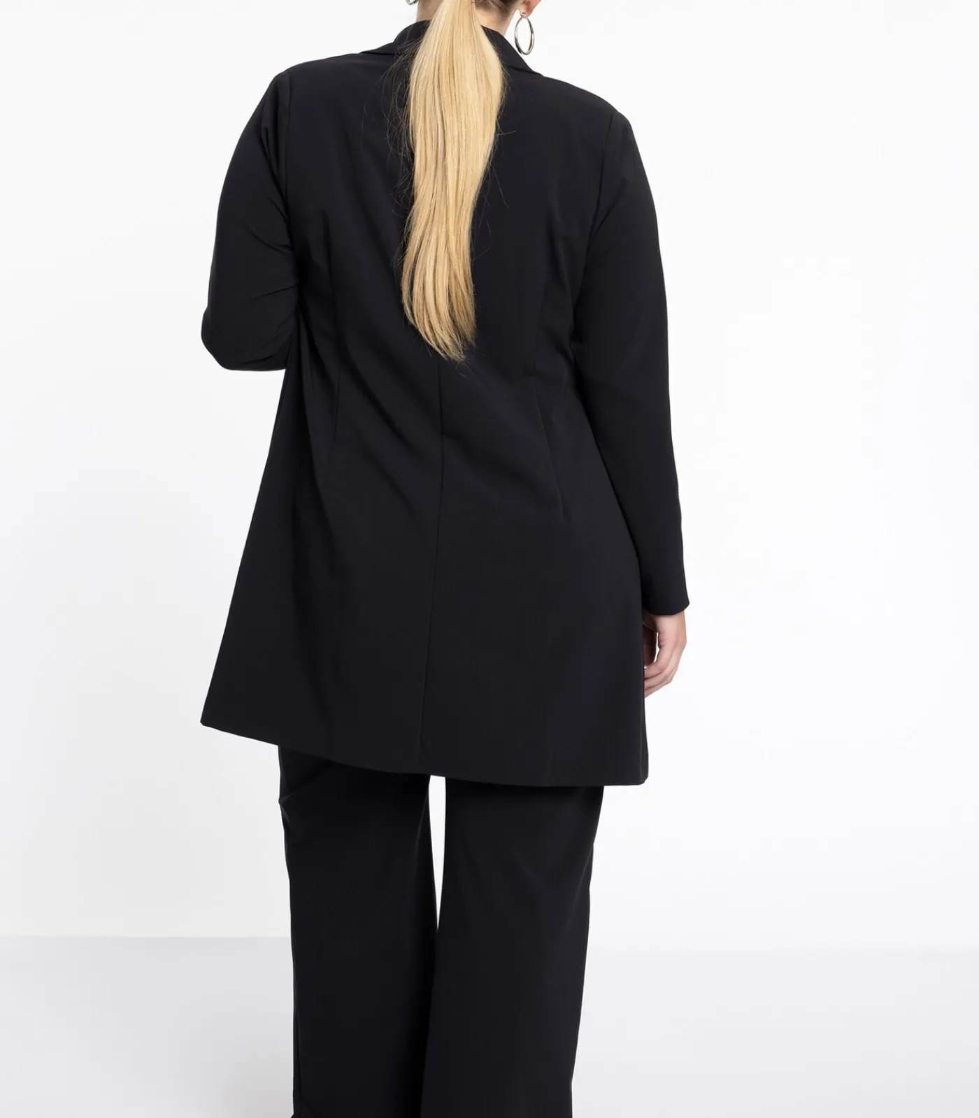 YOEK Dames Blazer met imitatieleren detail black Sale