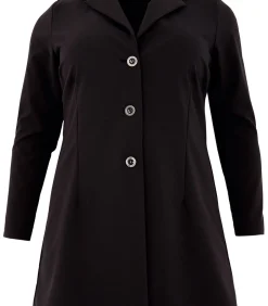 YOEK Dames Blazer met imitatieleren detail black Sale