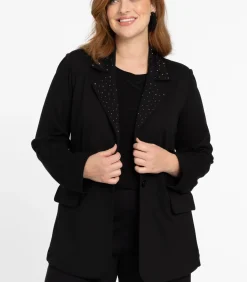 YOEK Dames Blazer met strass knopen black Best