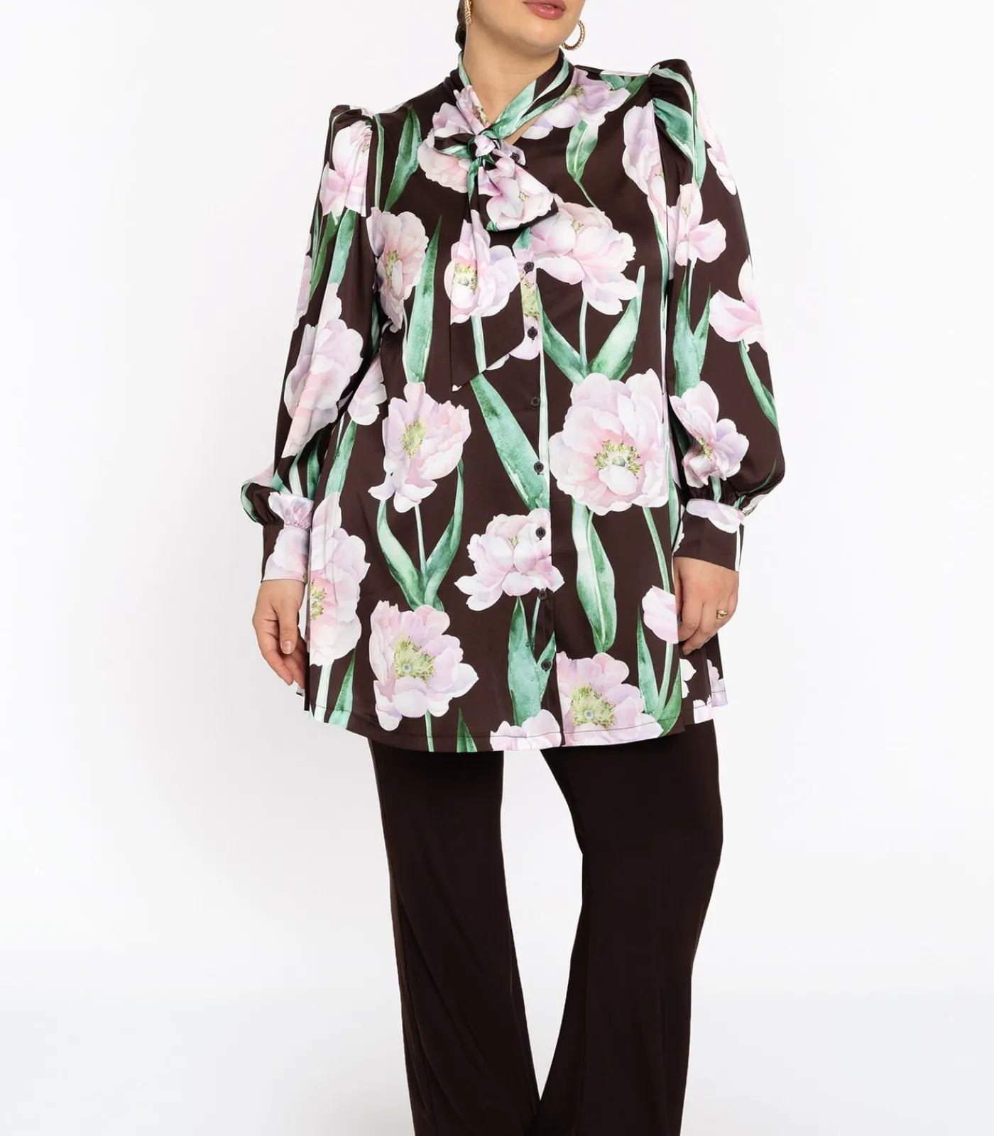 YOEK Dames Blouse print brown Outlet