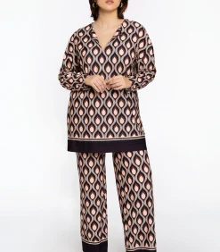 YOEK Dames Broek met een elastieken tailleband purple Clearance