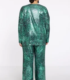 YOEK Dames Broek met een elastieken tailleband green Outlet