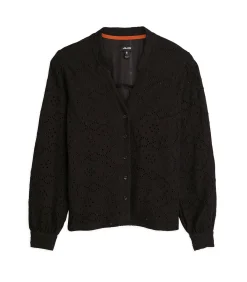 J&JOY Dames geperforeerd T-shirt met lange mouwen black Hot