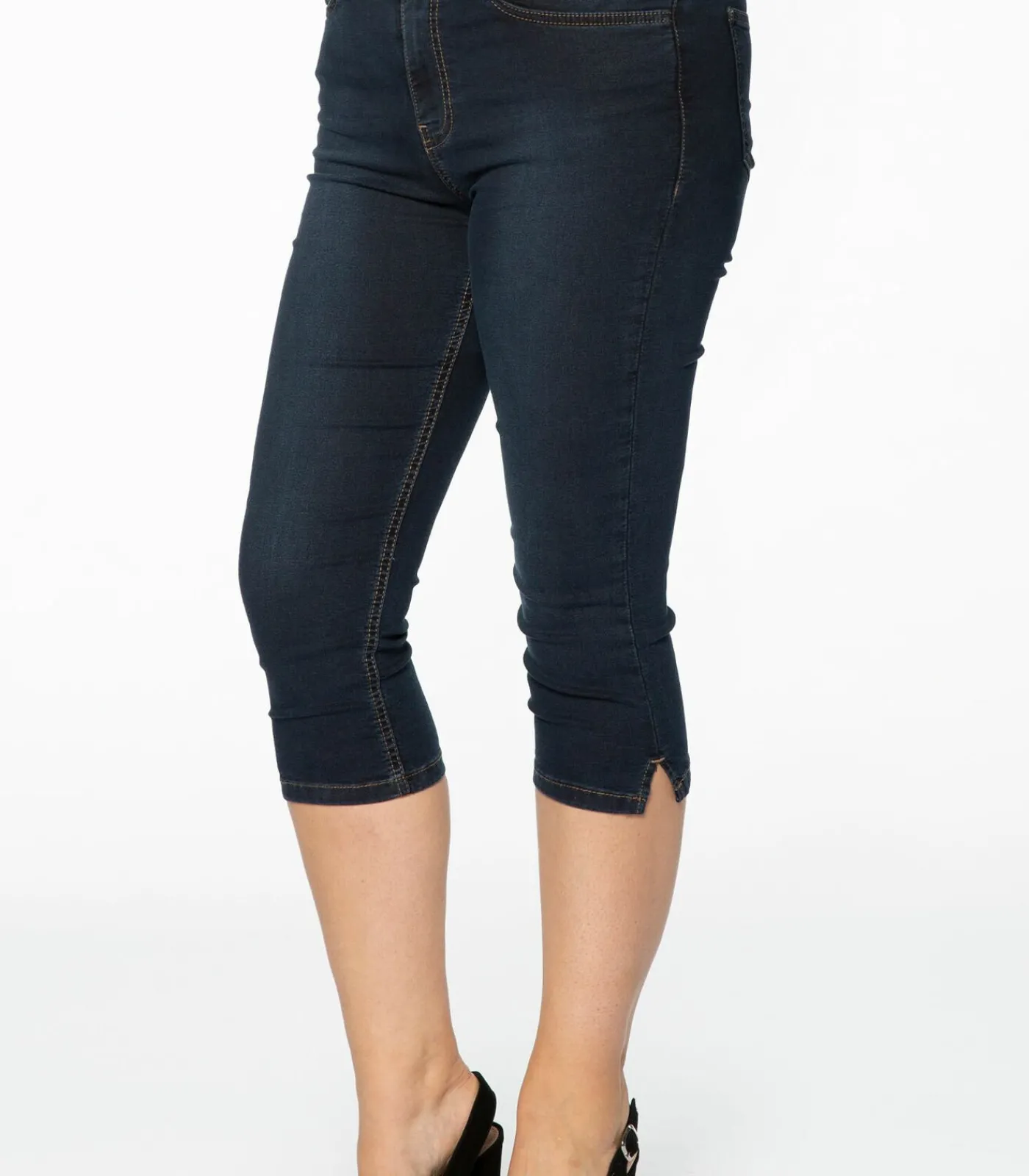 YOEK Dames Jeans Capri darkBlue Outlet