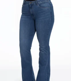 YOEK Dames Jeans Flare Fit Indigo Discount