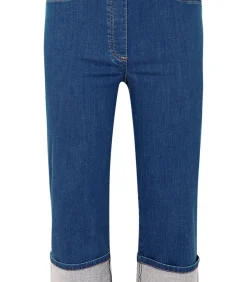 YOEK Dames Jeans met een elastieken tailleband Indigo