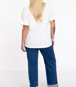YOEK Dames Jeans met een elastieken tailleband Indigo Best