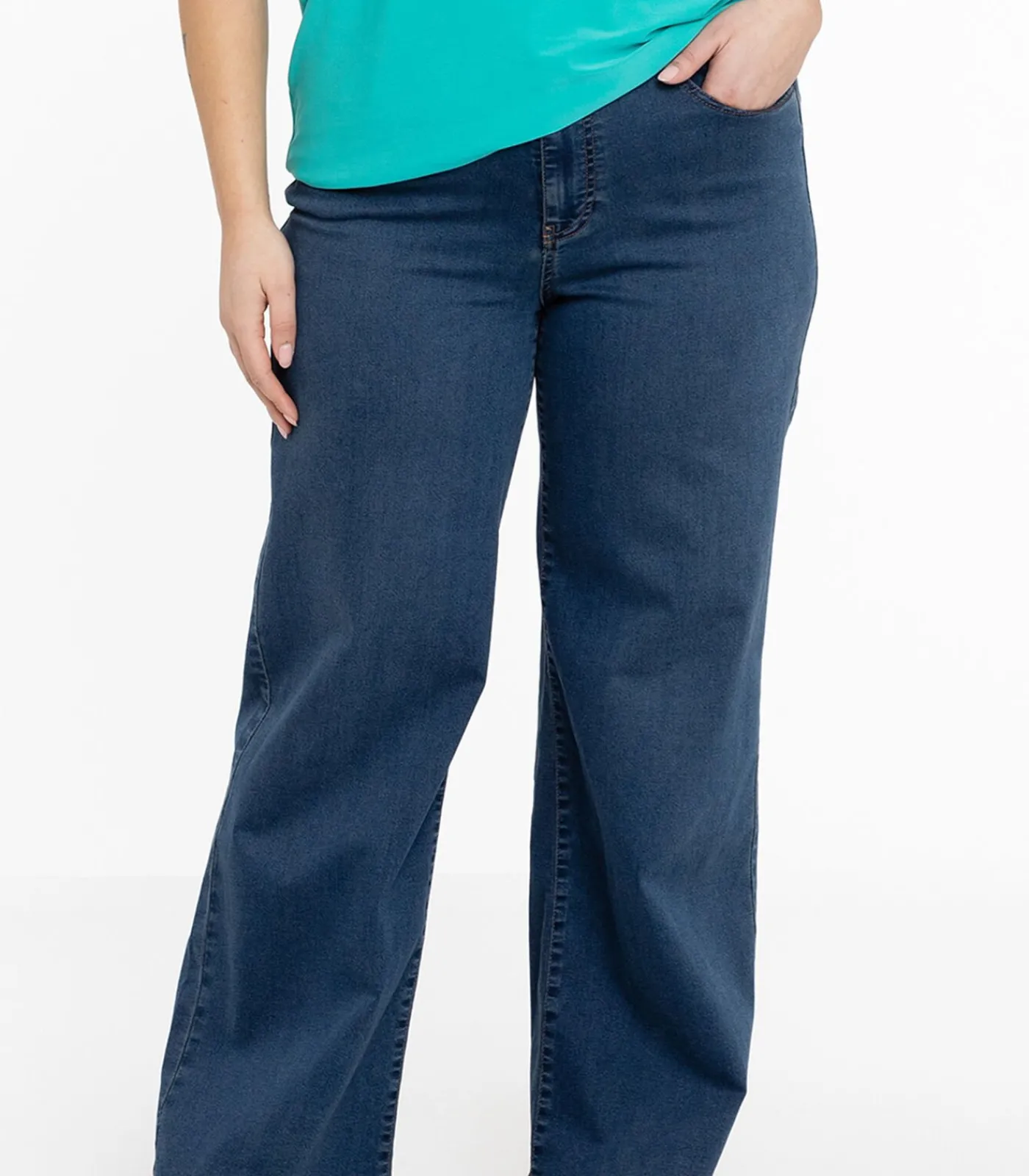 YOEK Dames Jeans Wide Fit Indigo Sale