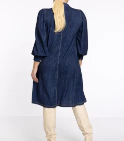 YOEK Dames Jurk met strik blue Clearance