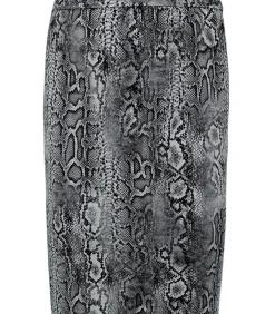 YOEK Dames Kokerrok met slangenprint gray New