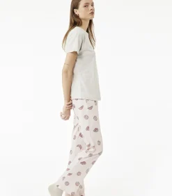 Koton Dames Pyjama Set Lange Mouwen Katoen Bedrukt beige Outlet