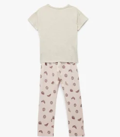 Koton Dames Pyjama Set Lange Mouwen Katoen Bedrukt beige Outlet