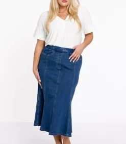 YOEK Dames Rok Spijker look Indigo Best